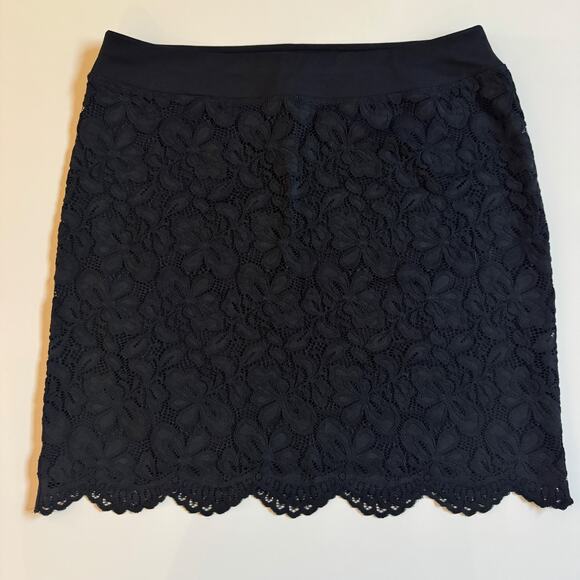 J. Jill Wearever Collection Black Lace Knit Pencil Pull On Scallop Edge 1X NWT - Picture 1 of 8